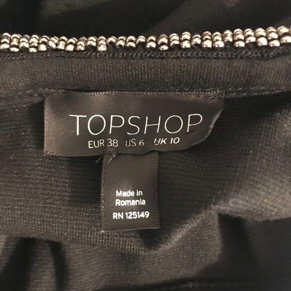 Topshop blk skater dress with beaded collar SZ 6 - Picture 10 of 11